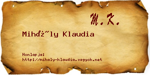 Mihály Klaudia névjegykártya